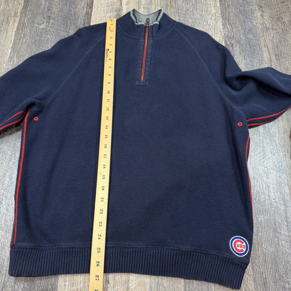 Tommy Bahama Chicago Cubs 1/4 Zip Rain Check Sweater Mens Small Navy MLB Wrigley - Picture 12 of 14